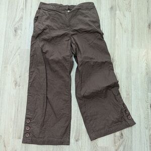 J Jill Chino Pants Size 12 Brown Straight Leg Capri Cotton Pockets